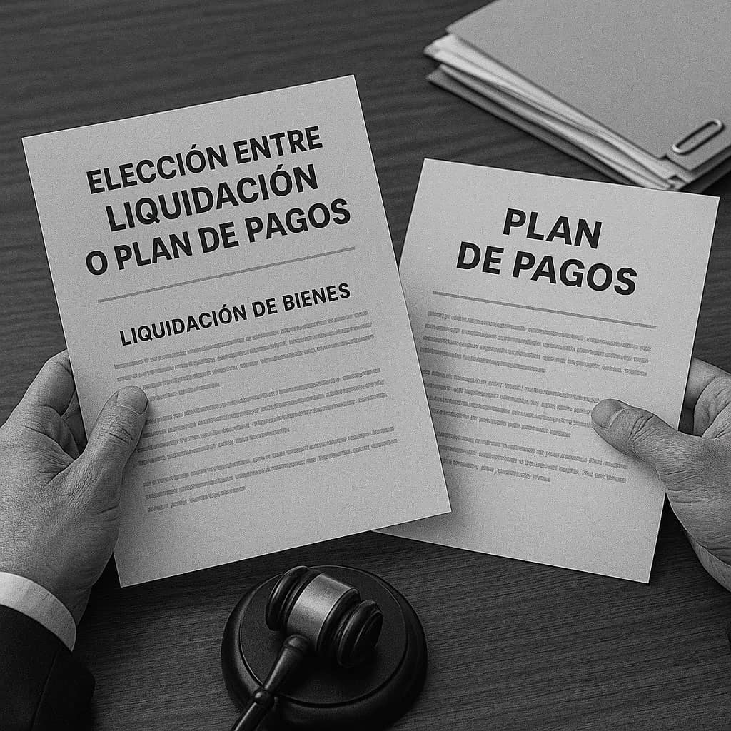 Elección entre liquidación o plan de pagos